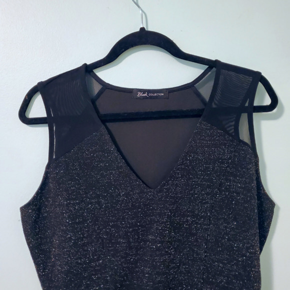 GLITTERING Black Peplum Top - Picture 1 of 3